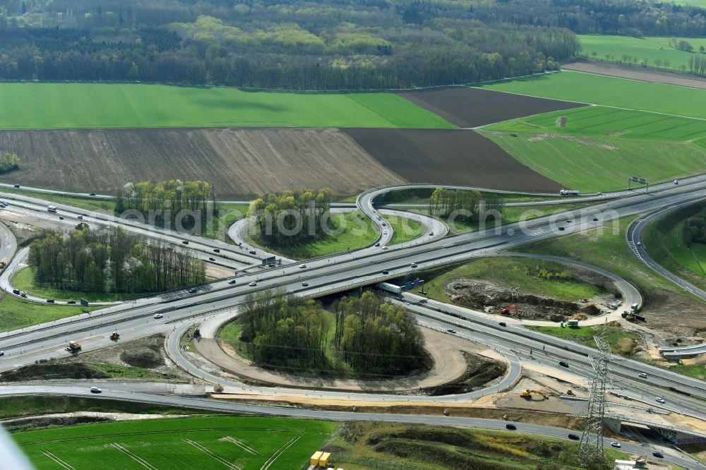 Aerial photograph Aachen - Traffic flow at the intersection- motorway A 44 - A4 in Aachen in the state North Rhine-Westphalia