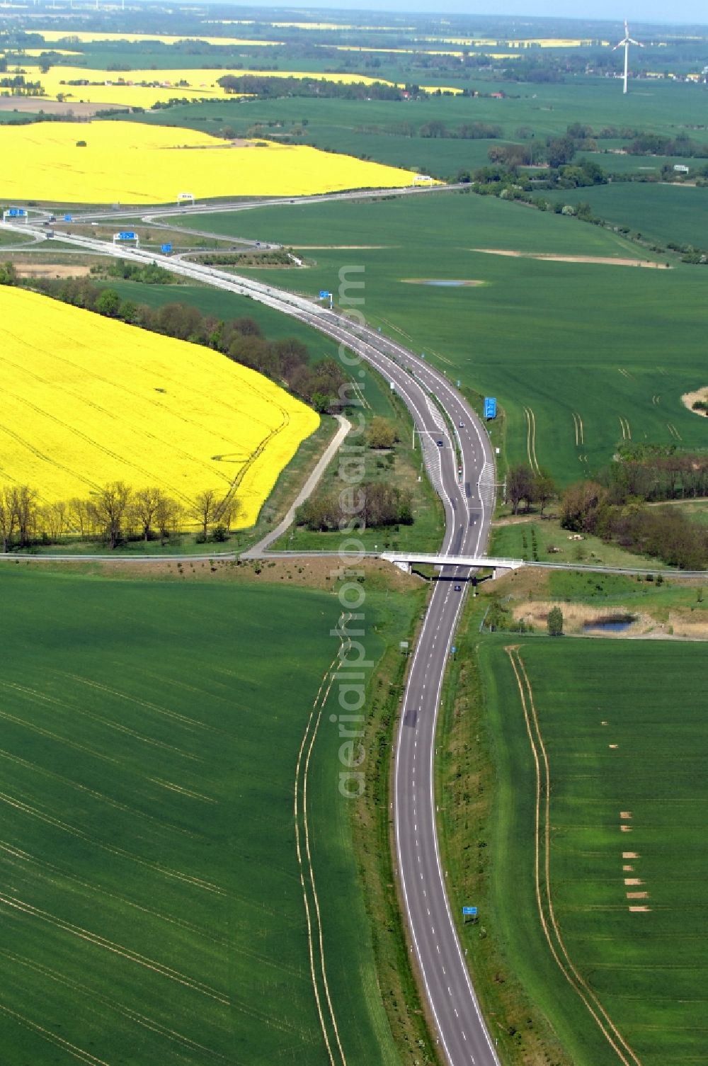 Gramzow from the bird's eye view: Traffic flow at the intersection- motorway A 20 - A11 in Gramzow in the state Brandenburg, Germany