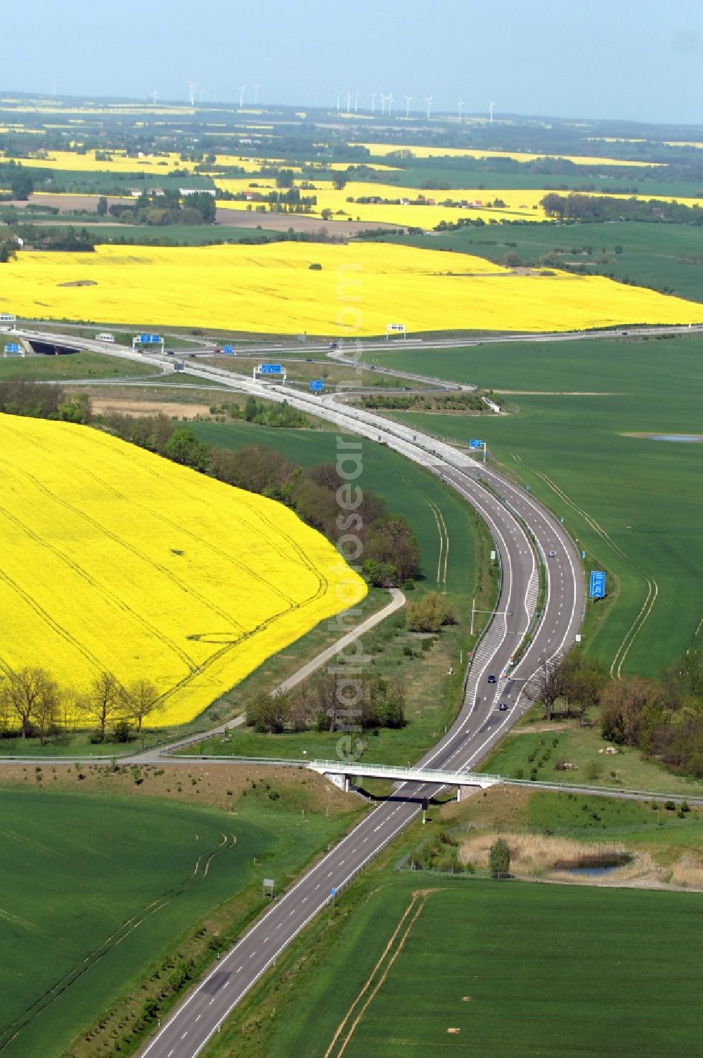 Gramzow from the bird's eye view: Traffic flow at the intersection- motorway A 20 - A11 in Gramzow in the state Brandenburg, Germany