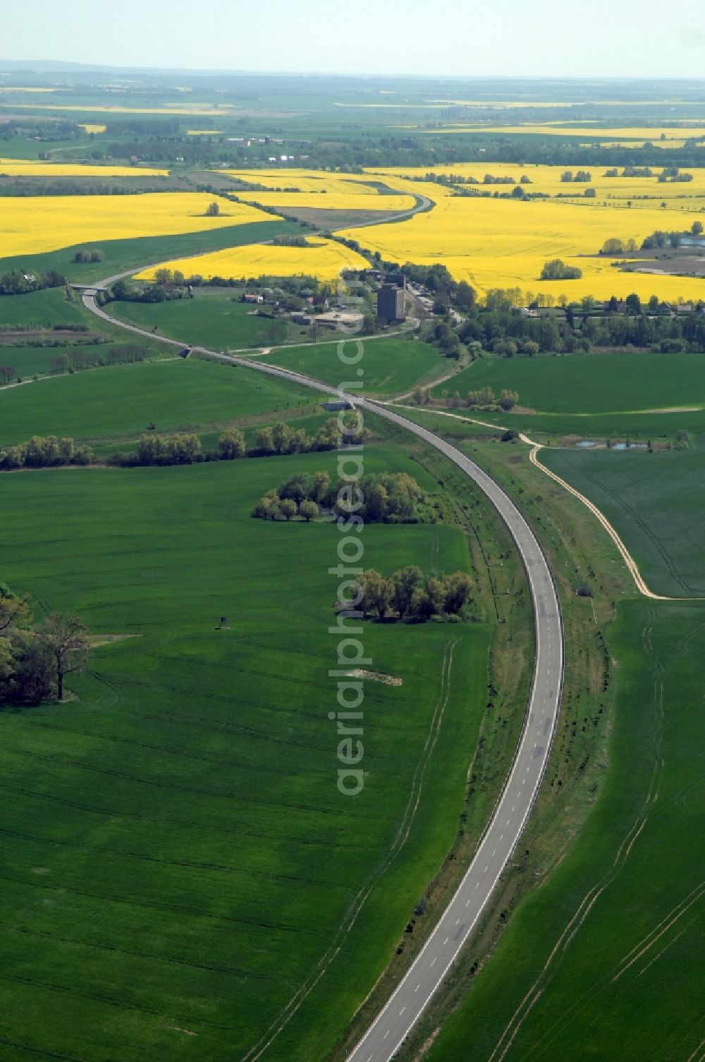 Gramzow from above - Traffic flow at the intersection- motorway A 20 - A11 in Gramzow in the state Brandenburg, Germany