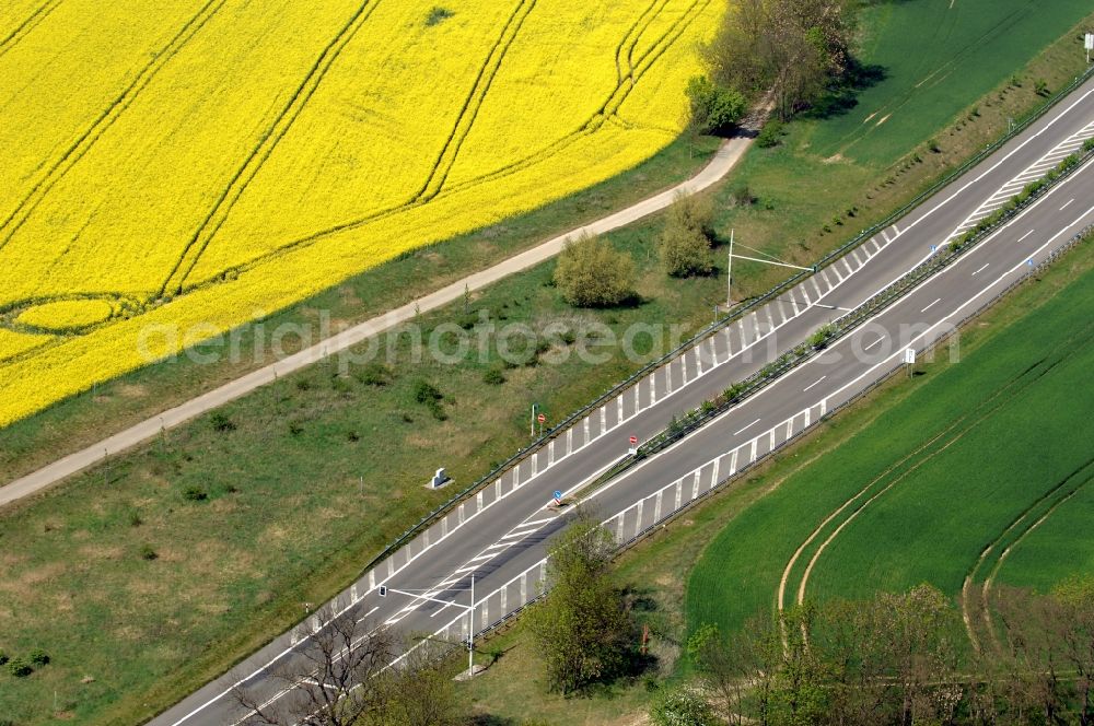 Aerial photograph Gramzow - Traffic flow at the intersection- motorway A 20 - A11 in Gramzow in the state Brandenburg, Germany