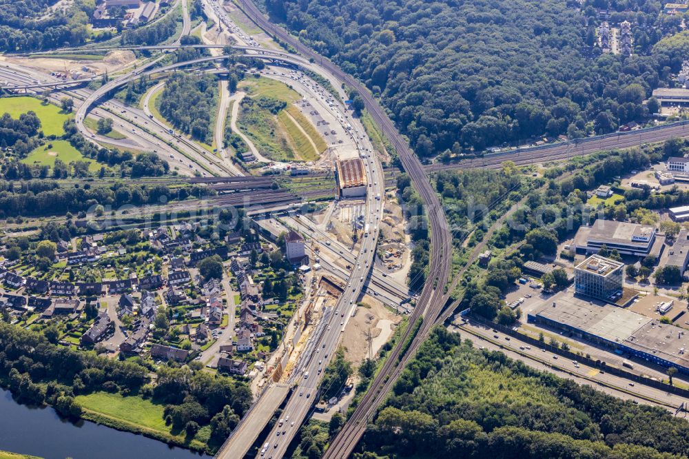 Duissern from above - Traffic management and road renewal of the road layout at the motorway junction of the BAB A3 A40 Kaiserberg - Spaghettikreuz in Duisburg in the federal state of North Rhine-Westphalia