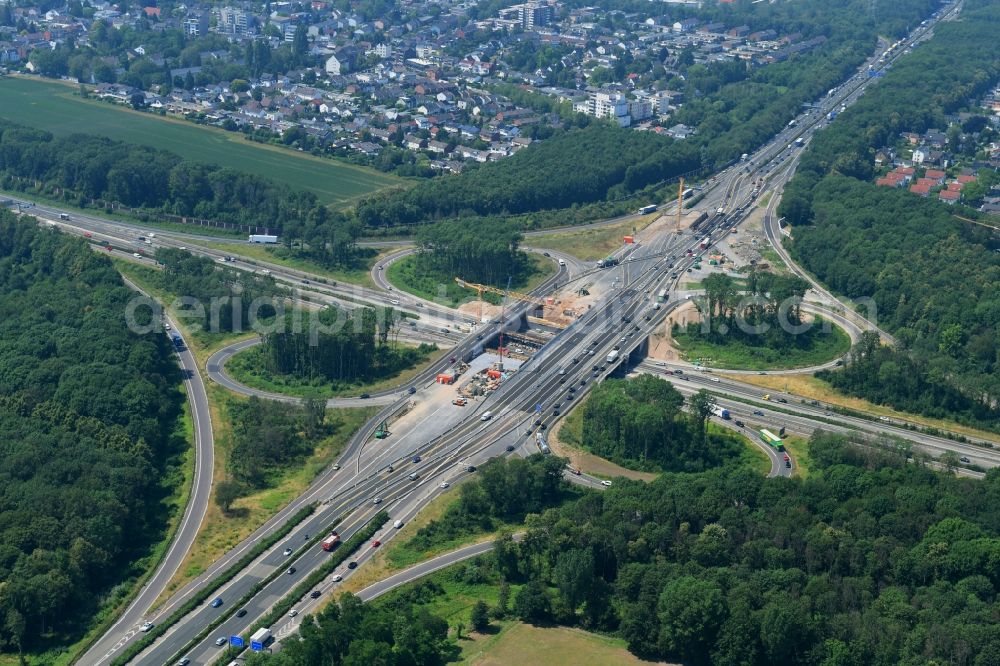 Aerial image Köln - Traffic flow at the intersection- motorway A 1 - A57 Koeln-Nord in the district Ossendorf in Cologne in the state North Rhine-Westphalia, Germany