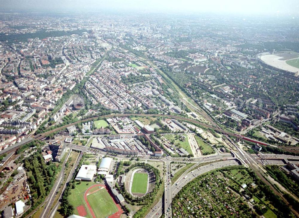 Berlin - Tempelhof from above - Verkehrsführung der DB / S-Bahn am S- Bahnhof Papestraße in Berlin - Tempelhof.