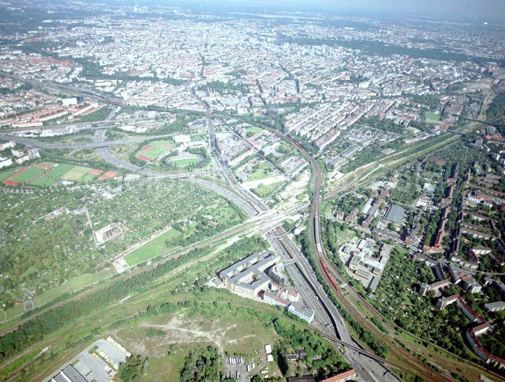 Berlin - Tempelhof from above - Verkehrsführung der DB / S-Bahn am S- Bahnhof Papestraße in Berlin - Tempelhof.