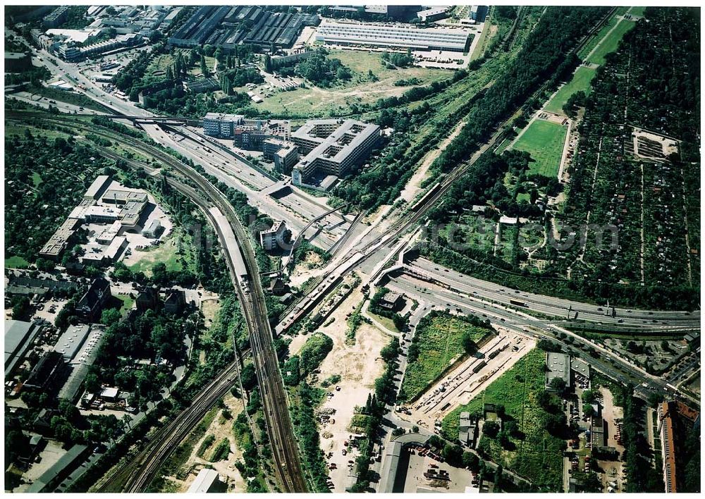 Berlin - Tempelhof from above - Verkehrsführung der DB / S-Bahn am S- Bahnhof Papestraße in Berlin - Tempelhof.