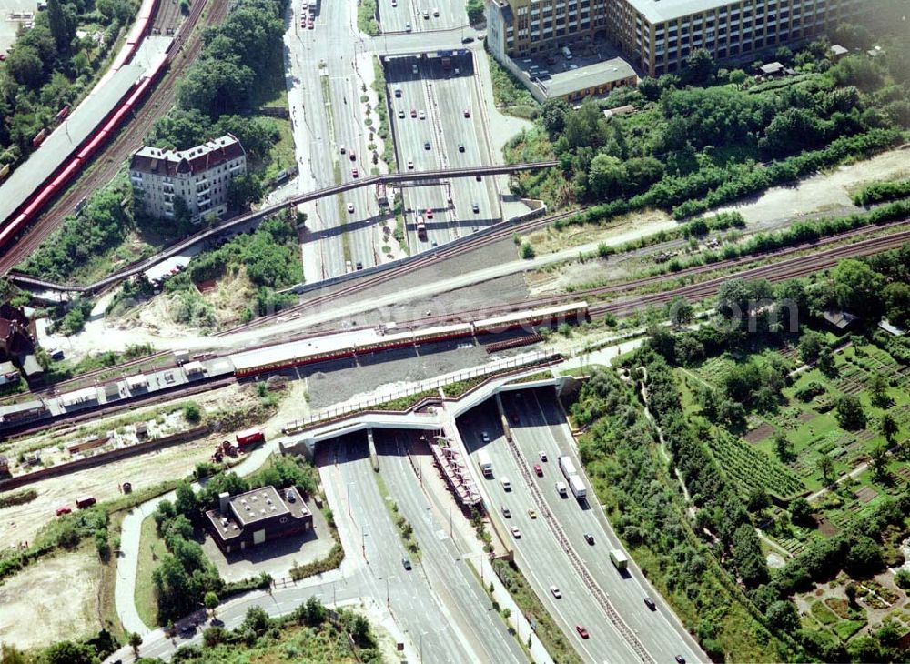 Berlin - Tempelhof from above - Verkehrsführung der DB / S-Bahn am S- Bahnhof Papestraße in Berlin - Tempelhof.