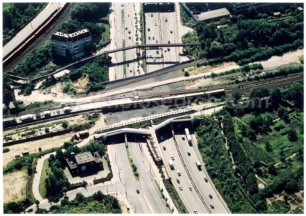 Berlin - Tempelhof from the bird's eye view: Verkehrsführung der DB / S-Bahn am S- Bahnhof Papestraße in Berlin - Tempelhof.