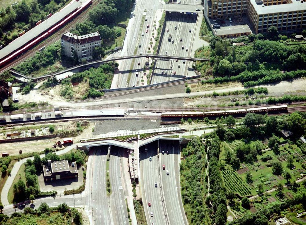 Aerial image Berlin - Tempelhof - Verkehrsführung der DB / S-Bahn am S- Bahnhof Papestraße in Berlin - Tempelhof.