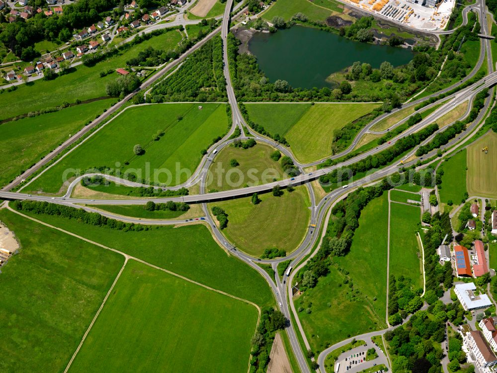 Aerial image Rissegg - Traffic junction of the federal roads B312 and B30 in Rissegg in the state Baden-Wuerttemberg, Germany