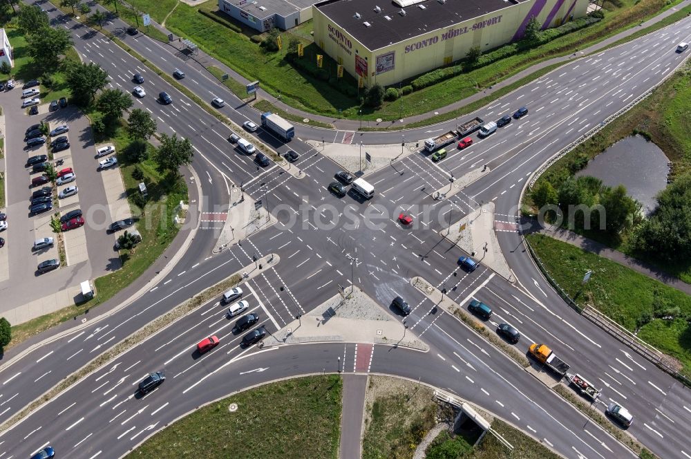 Göttingen from above - Intersection of Kassel highway and the Otto-Brenner-Strasse in Goettingen in Lower Saxony