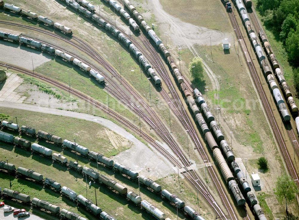 Schwarzheide / Brandenburg from above - Verlade- und Rangierbahnhof auf dem südlichen Werksgelände der BASF - Schwarzheide .