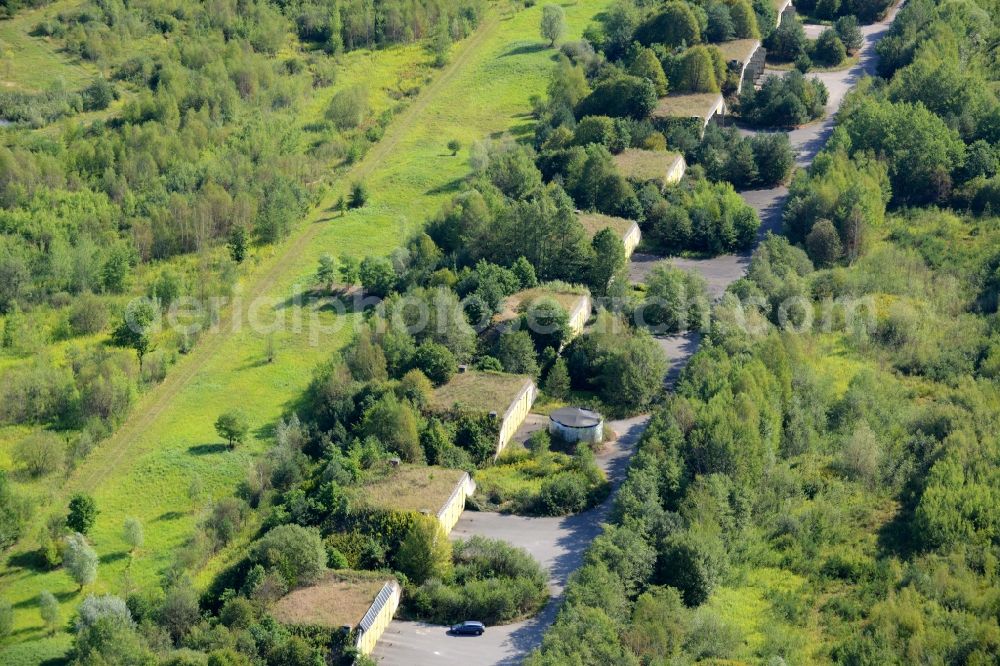 Aerial photograph Breitefeld - Vacant bunker complex and ammunition depots on the former military training ground the British Armed Forces in Breitefeld in the state Hesse