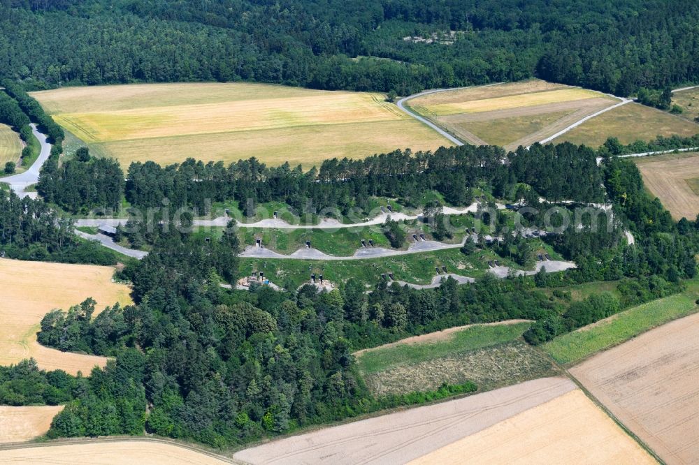 Aerial image Tauberbischofsheim - Vacant bunker complex and ammunition depots on the former military training ground near Tauberbischofsheim in the state Baden-Wurttemberg, Germany