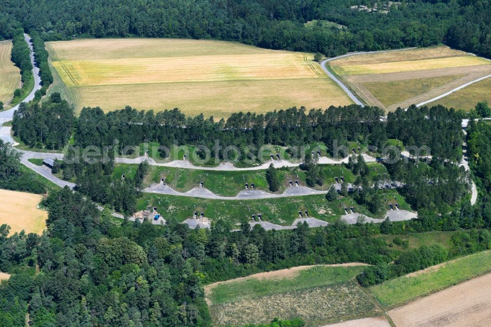 Aerial photograph Tauberbischofsheim - Vacant bunker complex and ammunition depots on the former military training ground near Tauberbischofsheim in the state Baden-Wurttemberg, Germany