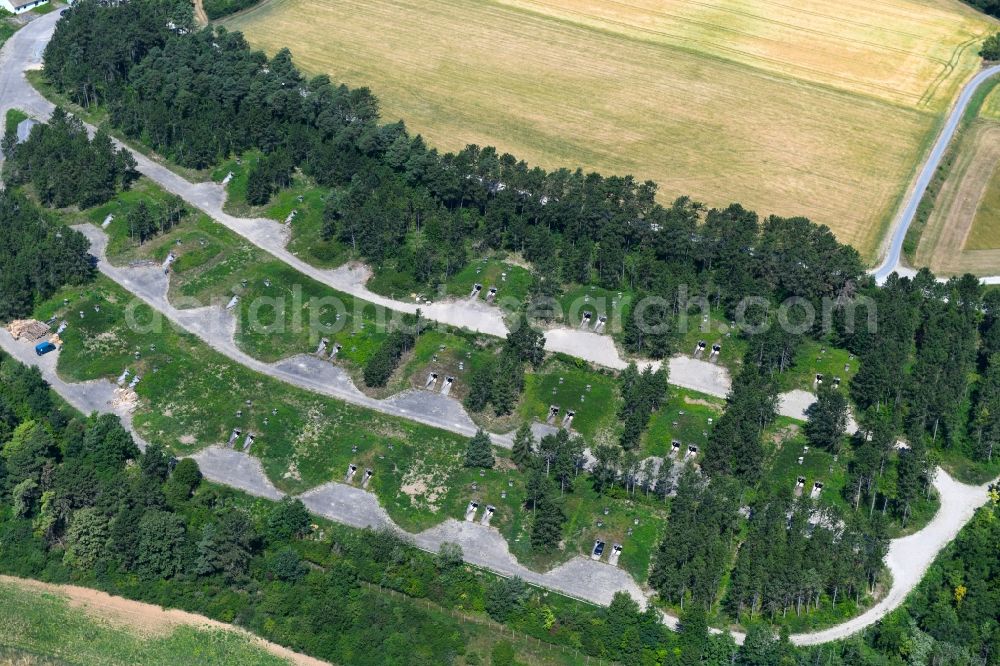 Aerial image Tauberbischofsheim - Vacant bunker complex and ammunition depots on the former military training ground near Tauberbischofsheim in the state Baden-Wurttemberg, Germany