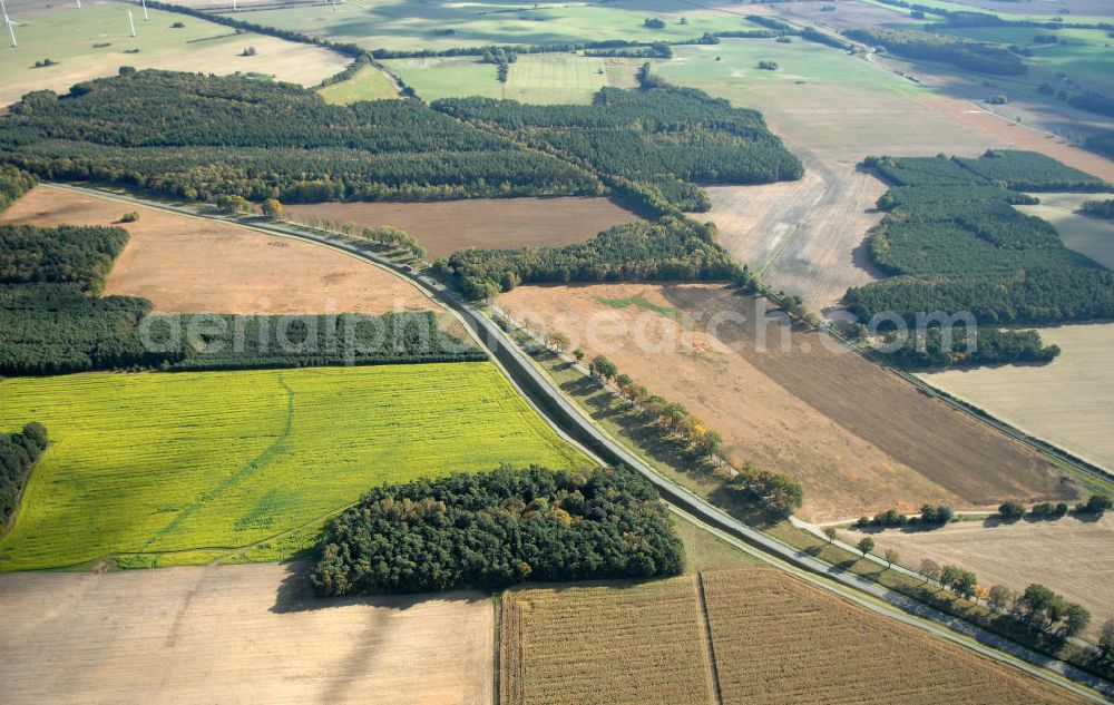 Aerial photograph Groß Pankow - Blick auf die Ortsumgehung Bundesstrasse 189 Groß Pankow. Projektsteuerung: Schüßler-Plan Ingenieurgesellschaft für Bau- und Verkehrswegeplanung mbH.