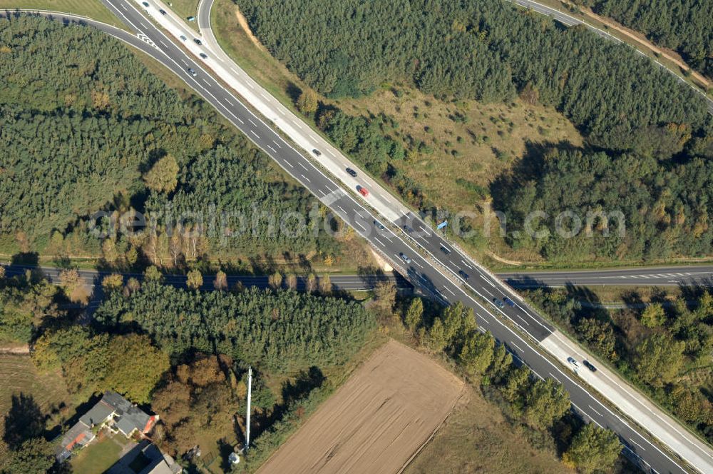 Aerial image Heiligengrabe - Blick auf die Ortsumgehung Bundesstrasse 189 Heiligengrabe. Projektsteuerung: Schüßler-Plan Ingenieurgesellschaft für Bau- und Verkehrswegeplanung mbH.