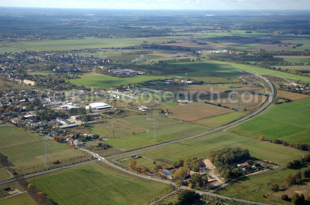 Aerial image Perleberg - Blick auf die Ortsumgehung Bundesstrasse 189 Perleberg. Projektsteuerung: Schüßler-Plan Ingenieurgesellschaft für Bau- und Verkehrswegeplanung mbH.