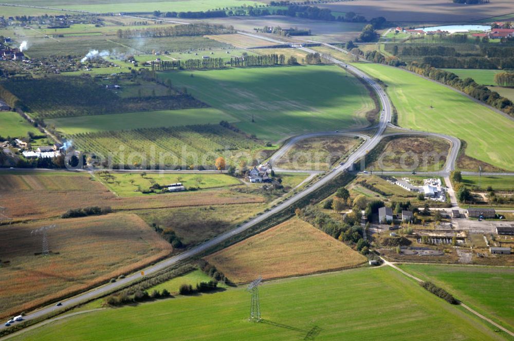 Aerial photograph Perleberg - Blick auf die Ortsumgehung Bundesstrasse 189 Perleberg. Projektsteuerung: Schüßler-Plan Ingenieurgesellschaft für Bau- und Verkehrswegeplanung mbH.