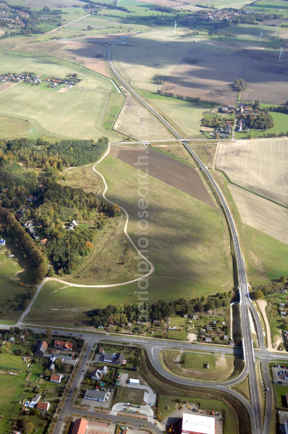 Aerial photograph Pitzwalk - Blick auf die Ortsumgehung Bundesstrasse 189 Pritzwalk. Projektsteuerung: Schüßler-Plan Ingenieurgesellschaft für Bau- und Verkehrswegeplanung mbH.