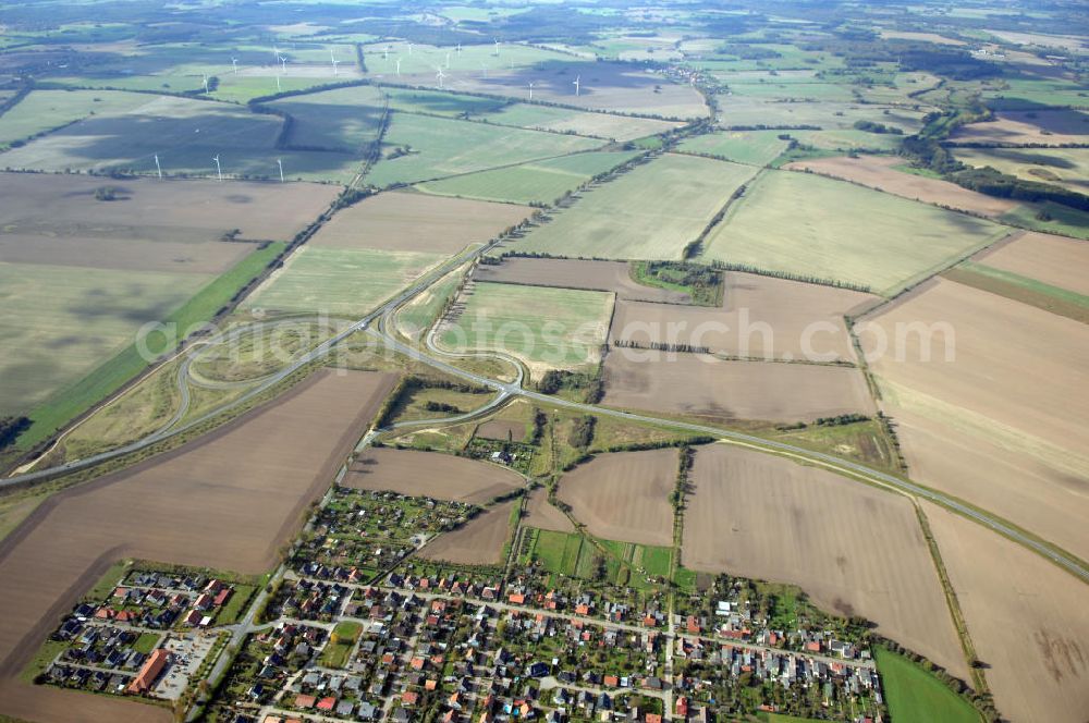 Aerial image Pitzwalk - Blick auf die Ortsumgehung Bundesstrasse 189 Pritzwalk. Projektsteuerung: Schüßler-Plan Ingenieurgesellschaft für Bau- und Verkehrswegeplanung mbH.