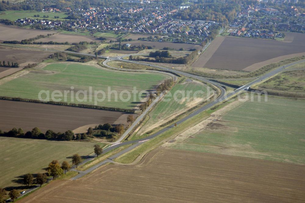 Aerial photograph Pitzwalk - Blick auf die Ortsumgehung Bundesstrasse 189 Pritzwalk. Projektsteuerung: Schüßler-Plan Ingenieurgesellschaft für Bau- und Verkehrswegeplanung mbH.