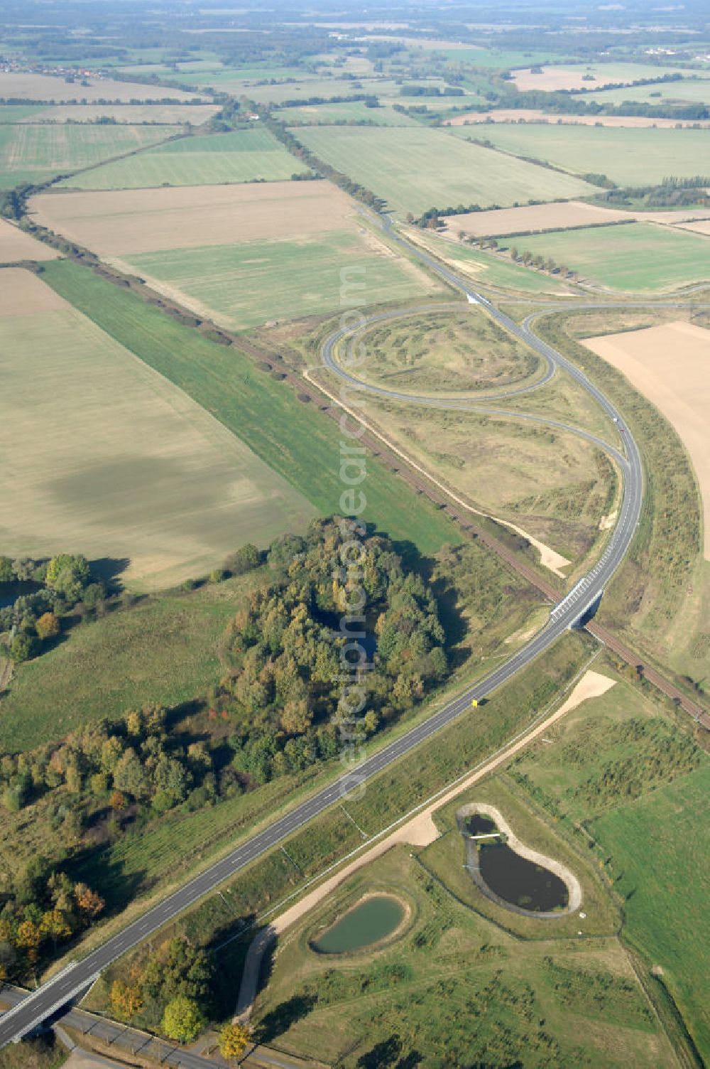 Pitzwalk from above - Blick auf die Ortsumgehung Bundesstrasse 189 Pritzwalk. Projektsteuerung: Schüßler-Plan Ingenieurgesellschaft für Bau- und Verkehrswegeplanung mbH.