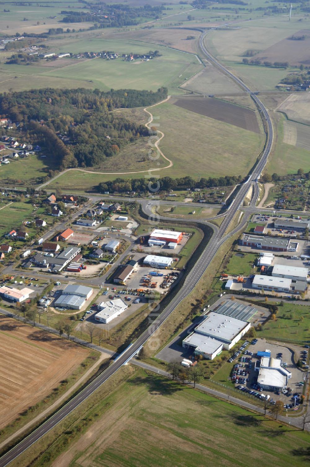 Pitzwalk from above - Blick auf die Ortsumgehung Bundesstrasse 189 Pritzwalk. Projektsteuerung: Schüßler-Plan Ingenieurgesellschaft für Bau- und Verkehrswegeplanung mbH.