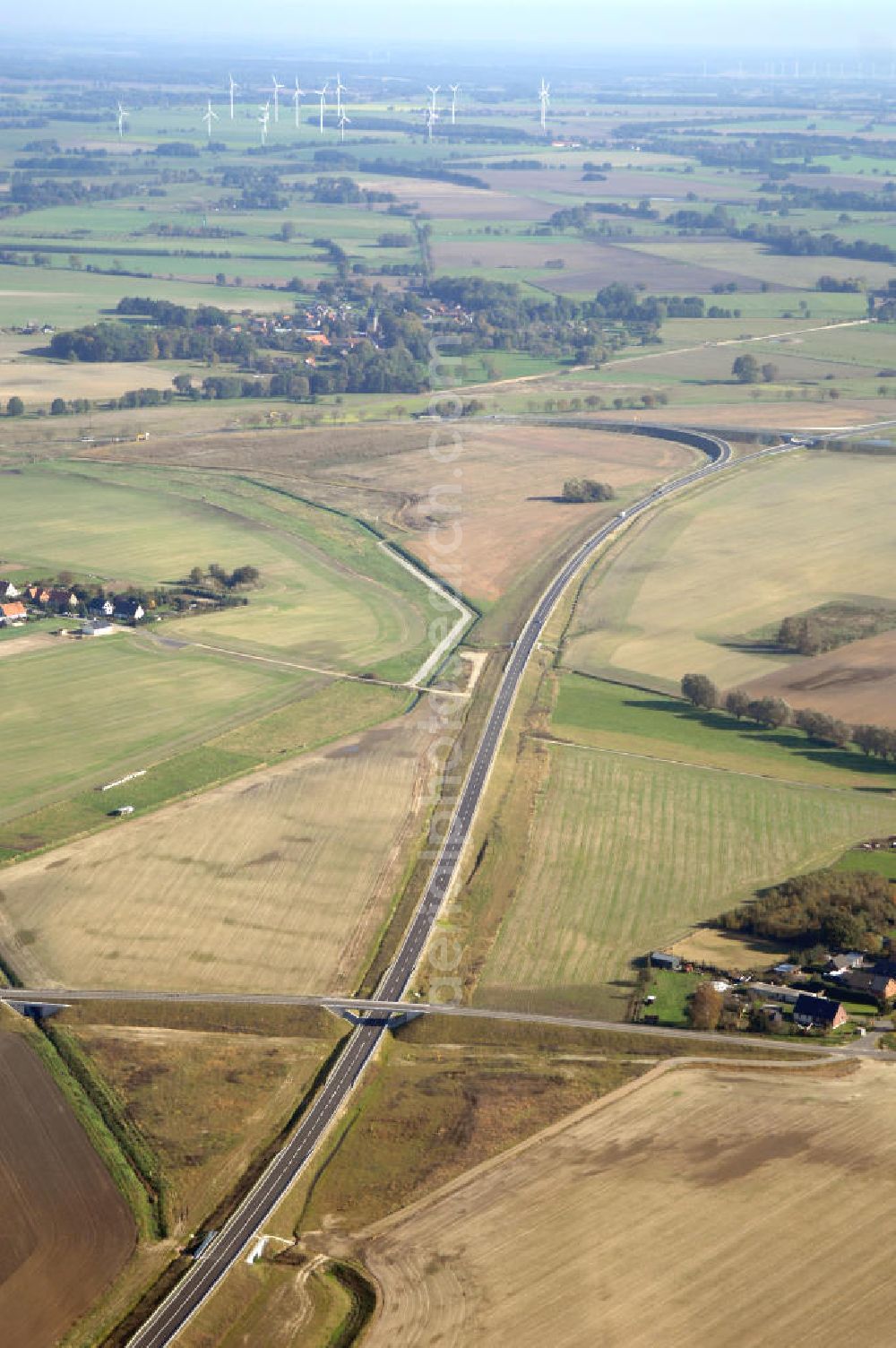 Aerial image Pitzwalk - Blick auf die Ortsumgehung Bundesstrasse 189 Pritzwalk. Projektsteuerung: Schüßler-Plan Ingenieurgesellschaft für Bau- und Verkehrswegeplanung mbH.