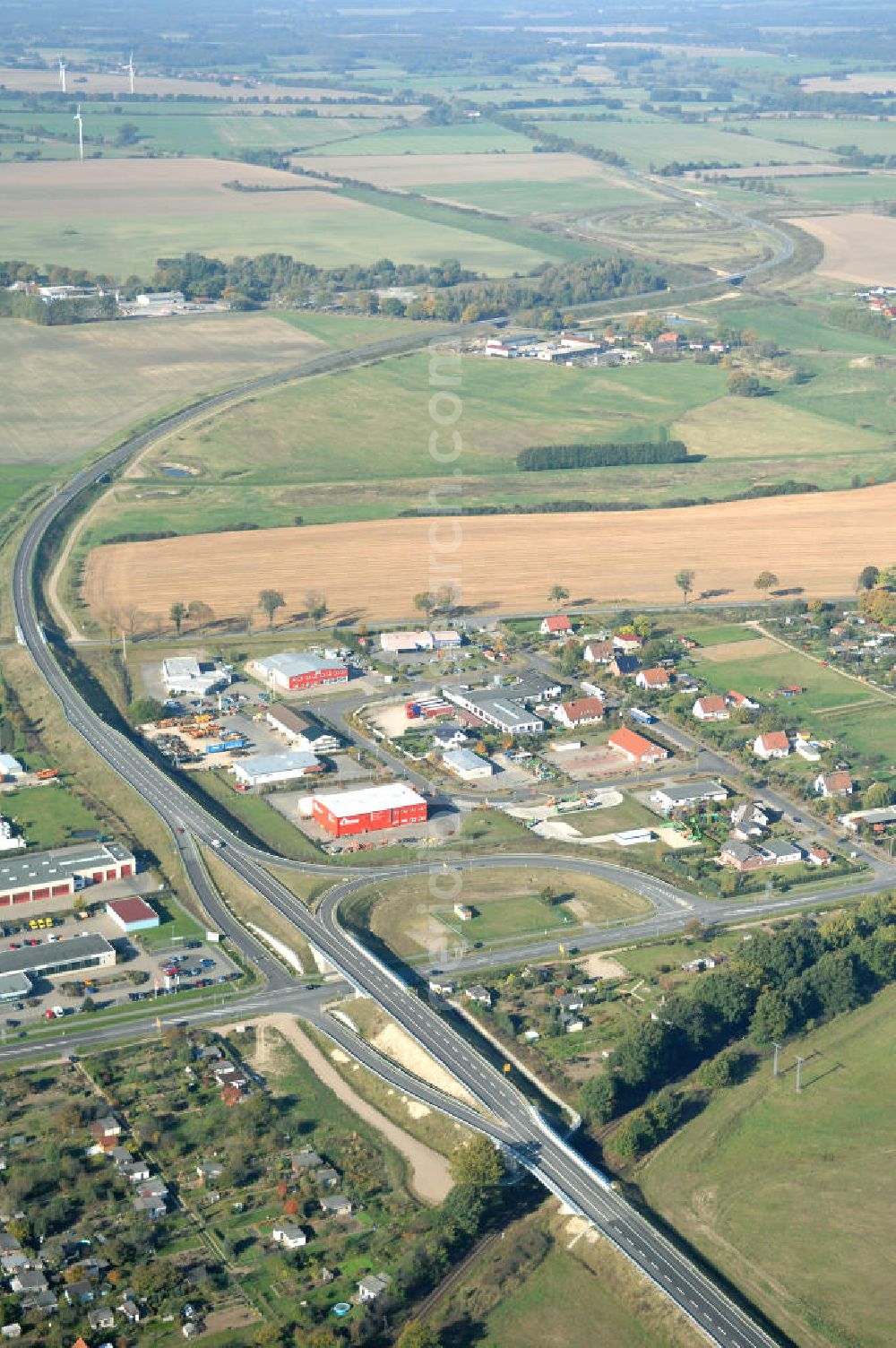 Pitzwalk from above - Blick auf die Ortsumgehung Bundesstrasse 189 Pritzwalk. Projektsteuerung: Schüßler-Plan Ingenieurgesellschaft für Bau- und Verkehrswegeplanung mbH.