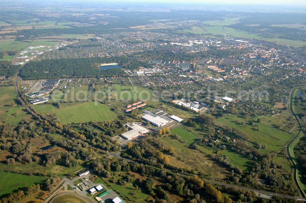 Wittenberge from the bird's eye view: Blick auf die Ortsumgehung Bundesstrasse 189 Elbbrücke Wittenberge. Projektsteuerung: Schüßler-Plan Ingenieurgesellschaft für Bau- und Verkehrswegeplanung mbH.