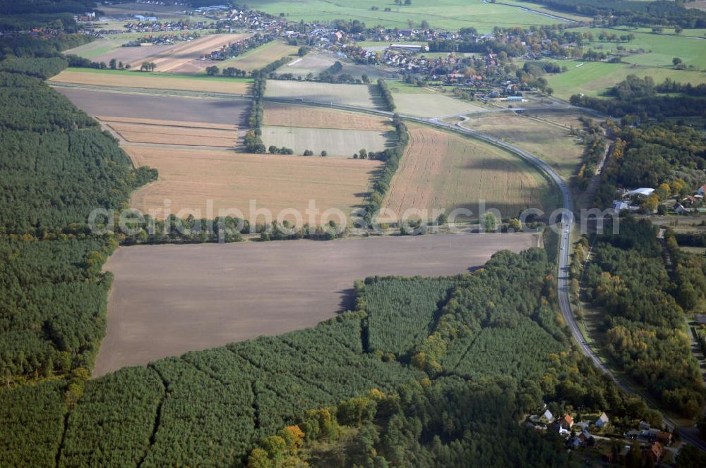 Aerial image Wittenberge - Blick auf die Ortsumgehung Bundesstrasse 189 Elbbrücke Wittenberge. Projektsteuerung: Schüßler-Plan Ingenieurgesellschaft für Bau- und Verkehrswegeplanung mbH.