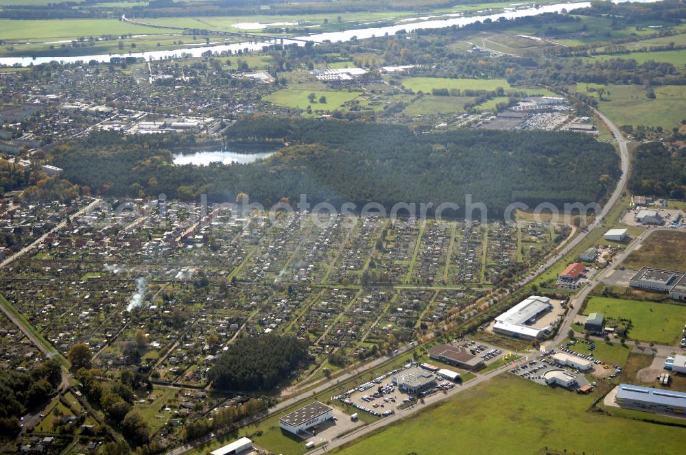 Aerial photograph Wittenberge - Blick auf die Ortsumgehung Bundesstrasse 189 Elbbrücke Wittenberge. Projektsteuerung: Schüßler-Plan Ingenieurgesellschaft für Bau- und Verkehrswegeplanung mbH.