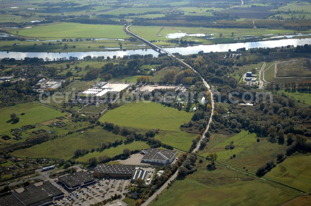 Wittenberge from the bird's eye view: Blick auf die Ortsumgehung Bundesstrasse 189 Elbbrücke Wittenberge. Projektsteuerung: Schüßler-Plan Ingenieurgesellschaft für Bau- und Verkehrswegeplanung mbH.