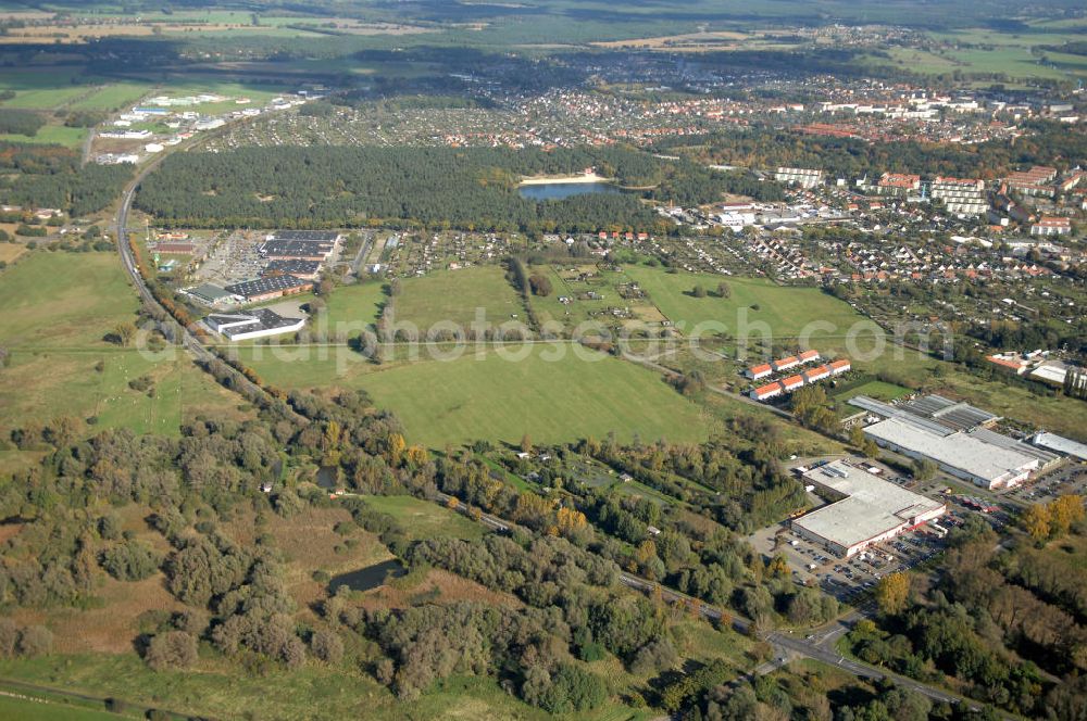 Aerial image Wittenberge - Blick auf die Ortsumgehung Bundesstrasse 189 Elbbrücke Wittenberge. Projektsteuerung: Schüßler-Plan Ingenieurgesellschaft für Bau- und Verkehrswegeplanung mbH.