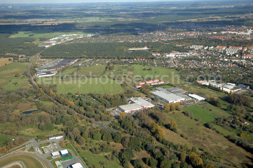 Aerial photograph Wittenberge - Blick auf die Ortsumgehung Bundesstrasse 189 Elbbrücke Wittenberge. Projektsteuerung: Schüßler-Plan Ingenieurgesellschaft für Bau- und Verkehrswegeplanung mbH.