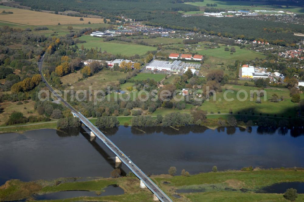 Wittenberge from above - Blick auf die Ortsumgehung Bundesstrasse 189 Elbbrücke Wittenberge. Projektsteuerung: Schüßler-Plan Ingenieurgesellschaft für Bau- und Verkehrswegeplanung mbH.