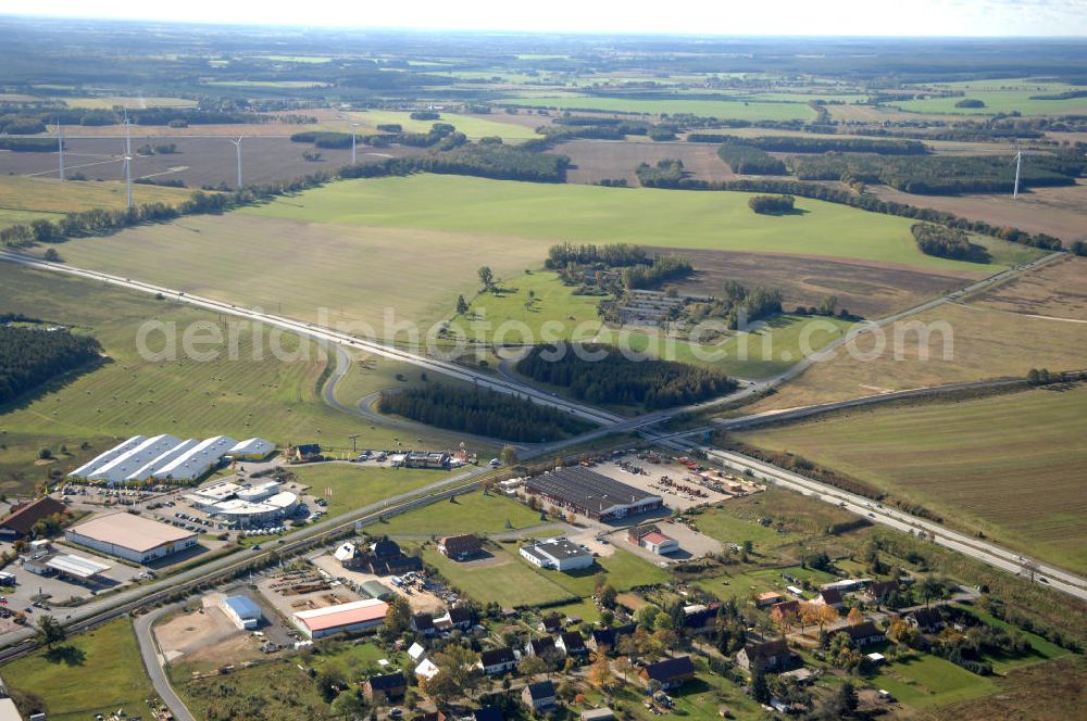 Aerial photograph Wittstock - Blick auf die Ortsumgehung Bundesstrasse 189 Wittstock. Projektsteuerung: Schüßler-Plan Ingenieurgesellschaft für Bau- und Verkehrswegeplanung mbH.