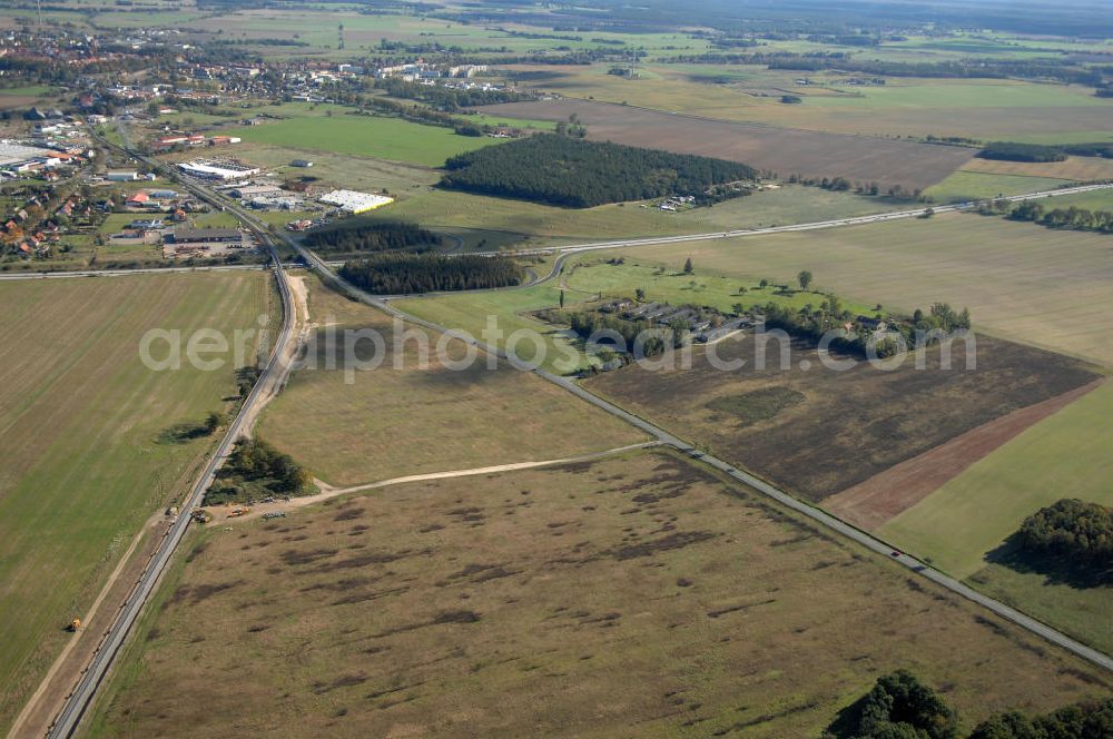 Wittstock from the bird's eye view: Blick auf die Ortsumgehung Bundesstrasse 189 Wittstock. Projektsteuerung: Schüßler-Plan Ingenieurgesellschaft für Bau- und Verkehrswegeplanung mbH.