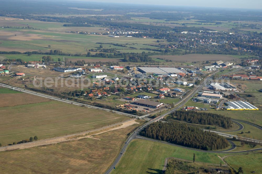 Aerial photograph Wittstock - Blick auf die Ortsumgehung Bundesstrasse 189 Wittstock. Projektsteuerung: Schüßler-Plan Ingenieurgesellschaft für Bau- und Verkehrswegeplanung mbH.