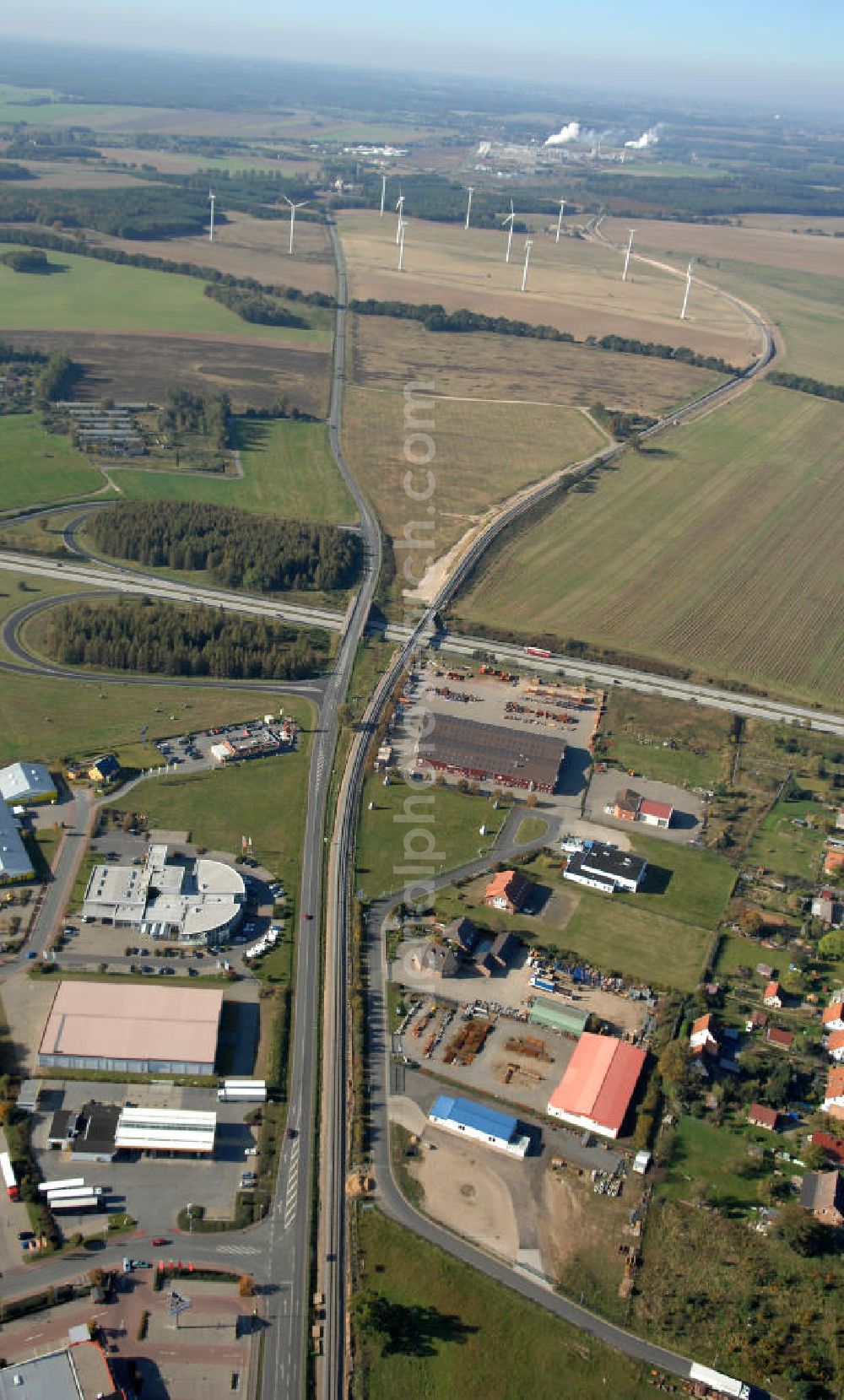 Aerial image Wittstock - Blick auf die Ortsumgehung Bundesstrasse 189 Wittstock. Projektsteuerung: Schüßler-Plan Ingenieurgesellschaft für Bau- und Verkehrswegeplanung mbH.