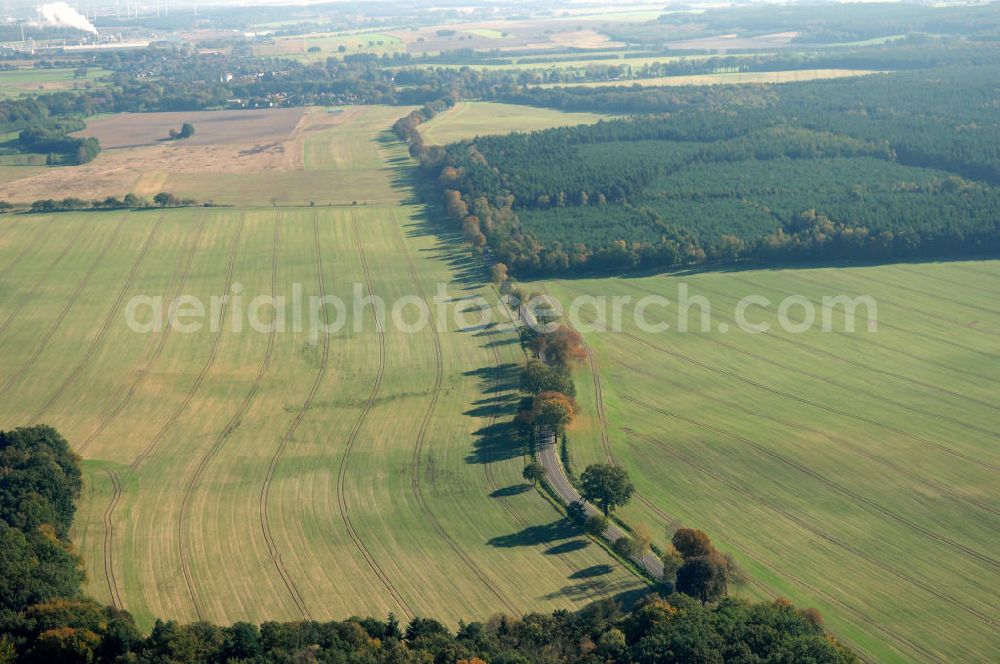 Kemnitz from the bird's eye view: Blick auf die Ortsumgehung Bundesstrasse 189 von Kemnitz nach Heiligengrabe. Projektsteuerung: Schüßler-Plan Ingenieurgesellschaft für Bau- und Verkehrswegeplanung mbH.