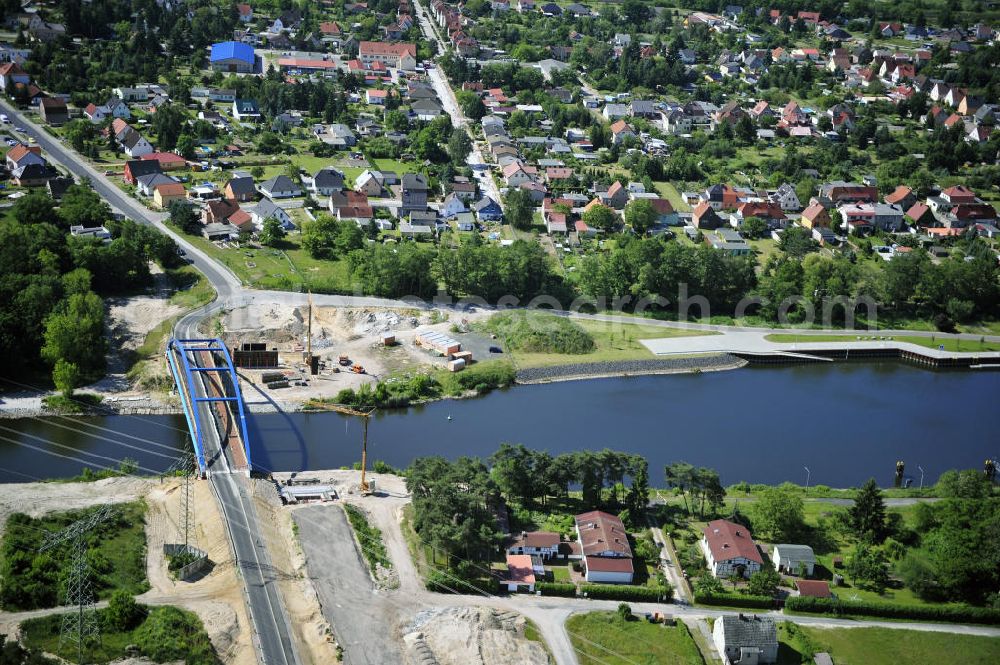 Wusterwitz from the bird's eye view: Blick auf den Verlauf des Elbe-Havel-Kanal im Bereich Wusterwitz von Nord nach Süd gesehen. View of the course of the Elbe-Havel canal at Wusterwitz seen from north to south.