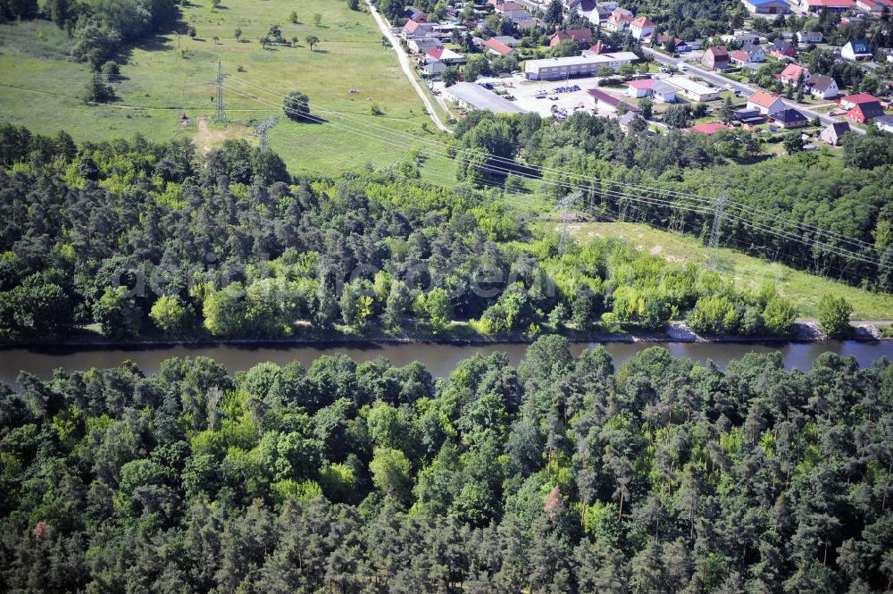 Wusterwitz from above - Blick auf den Verlauf des Elbe-Havel-Kanal im Bereich Wusterwitz von Nord nach Süd gesehen. View of the course of the Elbe-Havel canal at Wusterwitz seen from north to south.