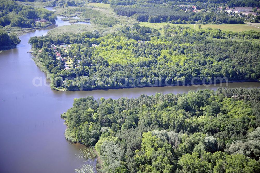 Aerial photograph Wusterwitz - Blick auf den Verlauf des Elbe-Havel-Kanal im Bereich Wusterwitz von Nord nach Süd gesehen. View of the course of the Elbe-Havel canal at Wusterwitz seen from north to south.