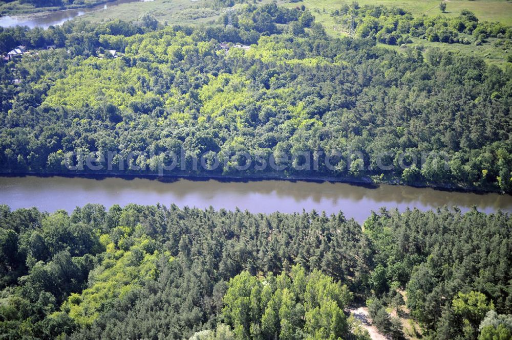 Wusterwitz from above - Blick auf den Verlauf des Elbe-Havel-Kanal im Bereich Wusterwitz von Nord nach Süd gesehen. View of the course of the Elbe-Havel canal at Wusterwitz seen from north to south.