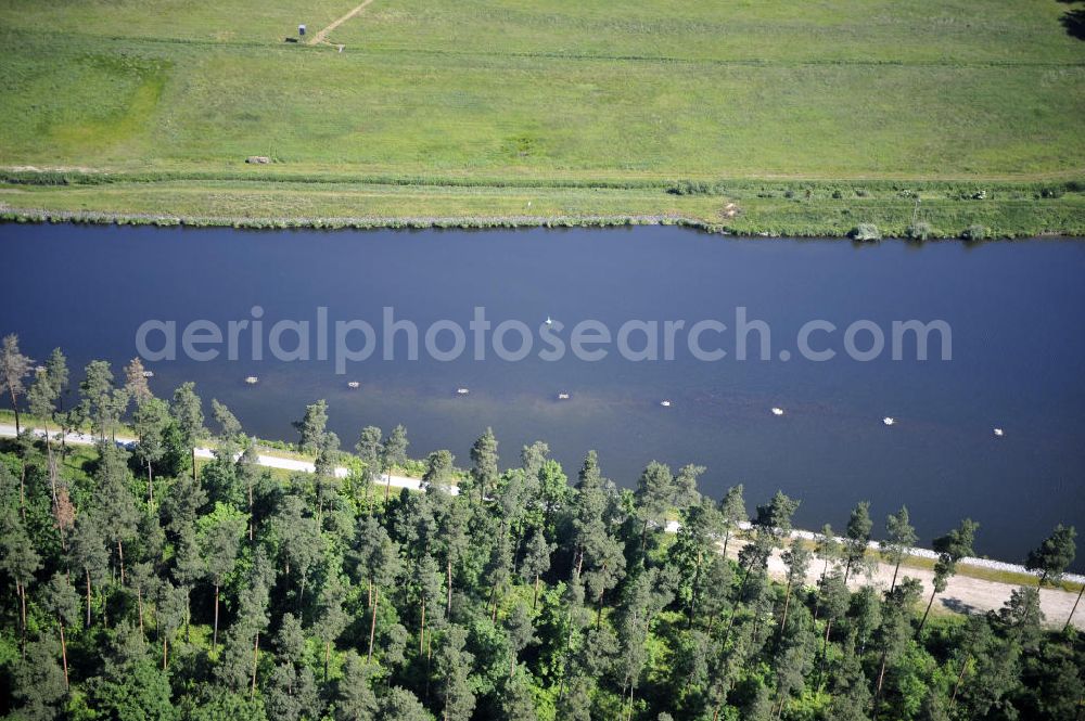 Wusterwitz from above - Blick auf den Verlauf des Elbe-Havel-Kanal im Bereich Wusterwitz von Süd nach Nord gesehen. View of the course of the Elbe-Havel canal at Wusterwitz seen from south to north.