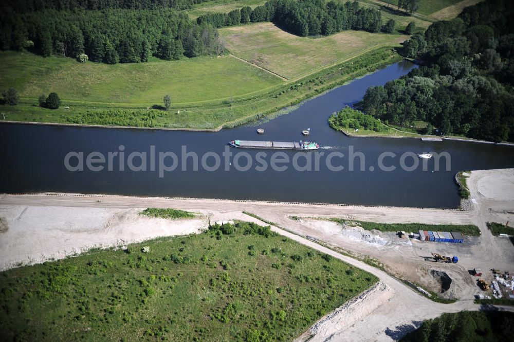 Wusterwitz from above - Blick auf den Verlauf des Elbe-Havel-Kanal im Bereich Wusterwitz von Süd nach Nord gesehen. View of the course of the Elbe-Havel canal at Wusterwitz seen from south to north.