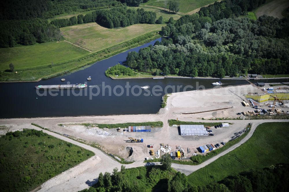 Wusterwitz from the bird's eye view: Blick auf den Verlauf des Elbe-Havel-Kanal im Bereich Wusterwitz von Süd nach Nord gesehen. View of the course of the Elbe-Havel canal at Wusterwitz seen from south to north.